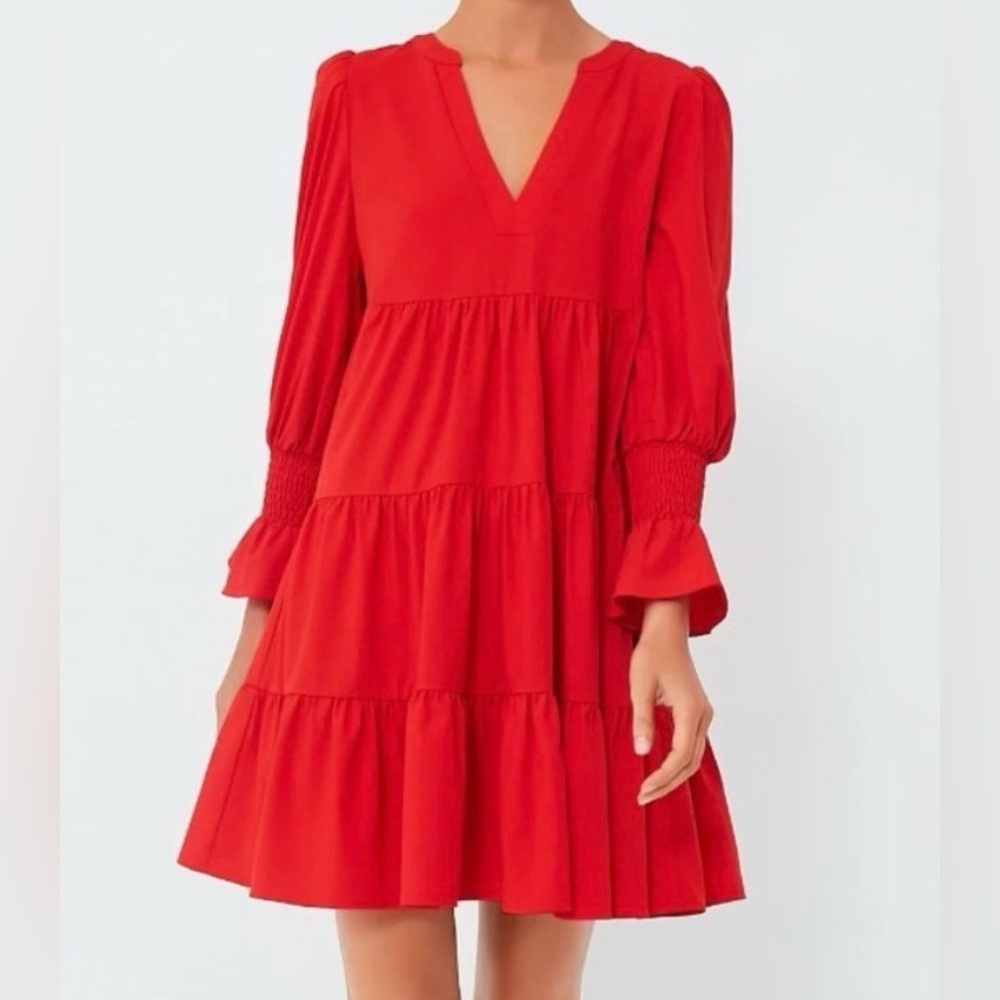 Pomander Place Red Kenzo Tiered crepe Dress Tuckernuck small polyester